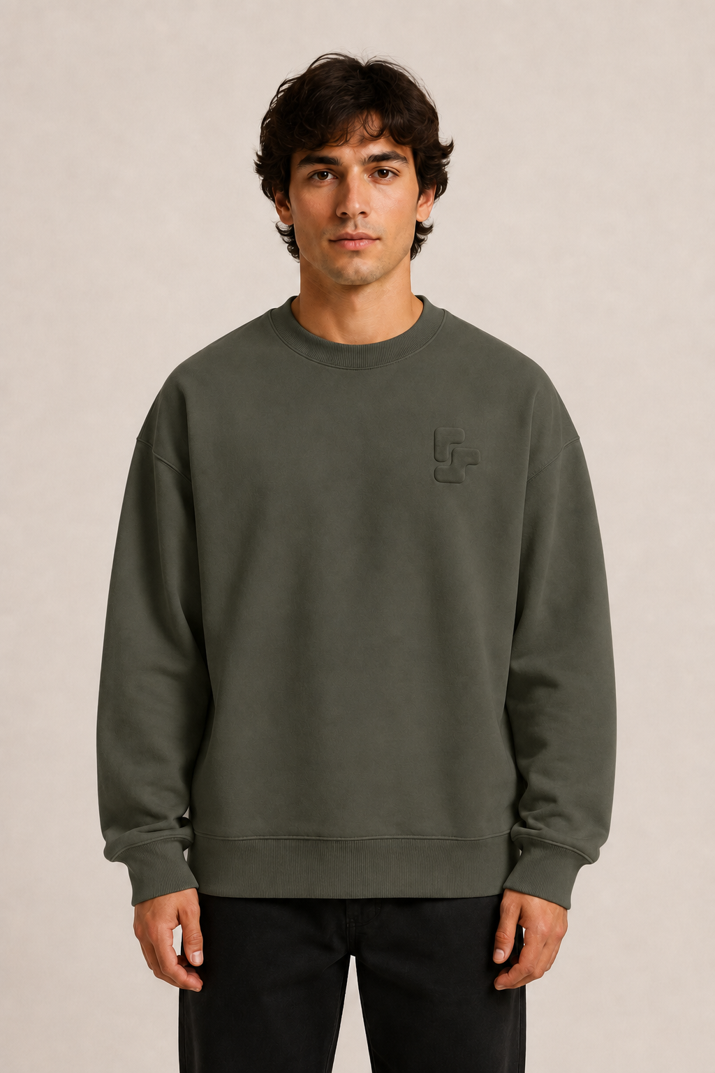 Sweat Col Rond Oversize BRUT - Khaki