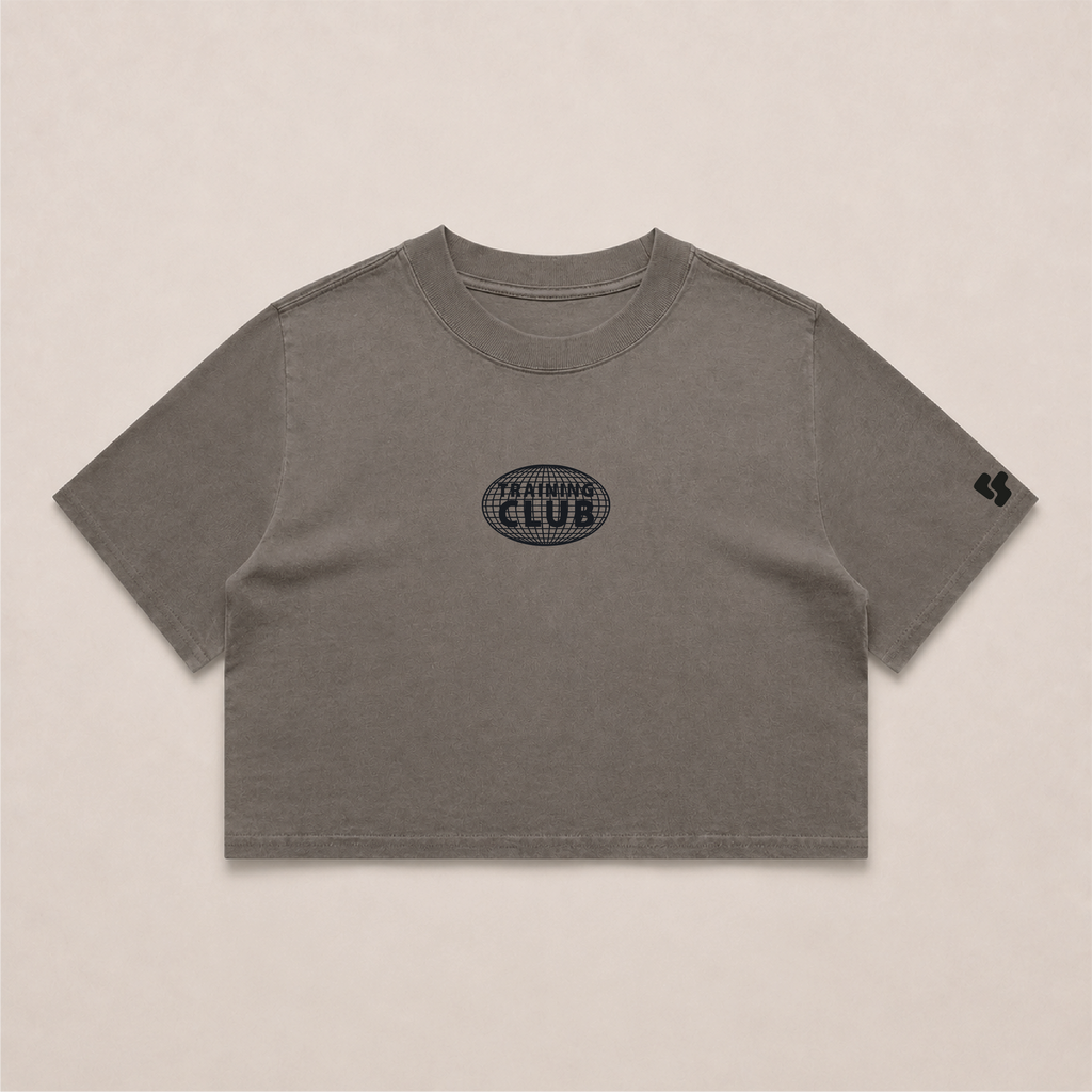 Crop Oversize Globe Basics - Grey