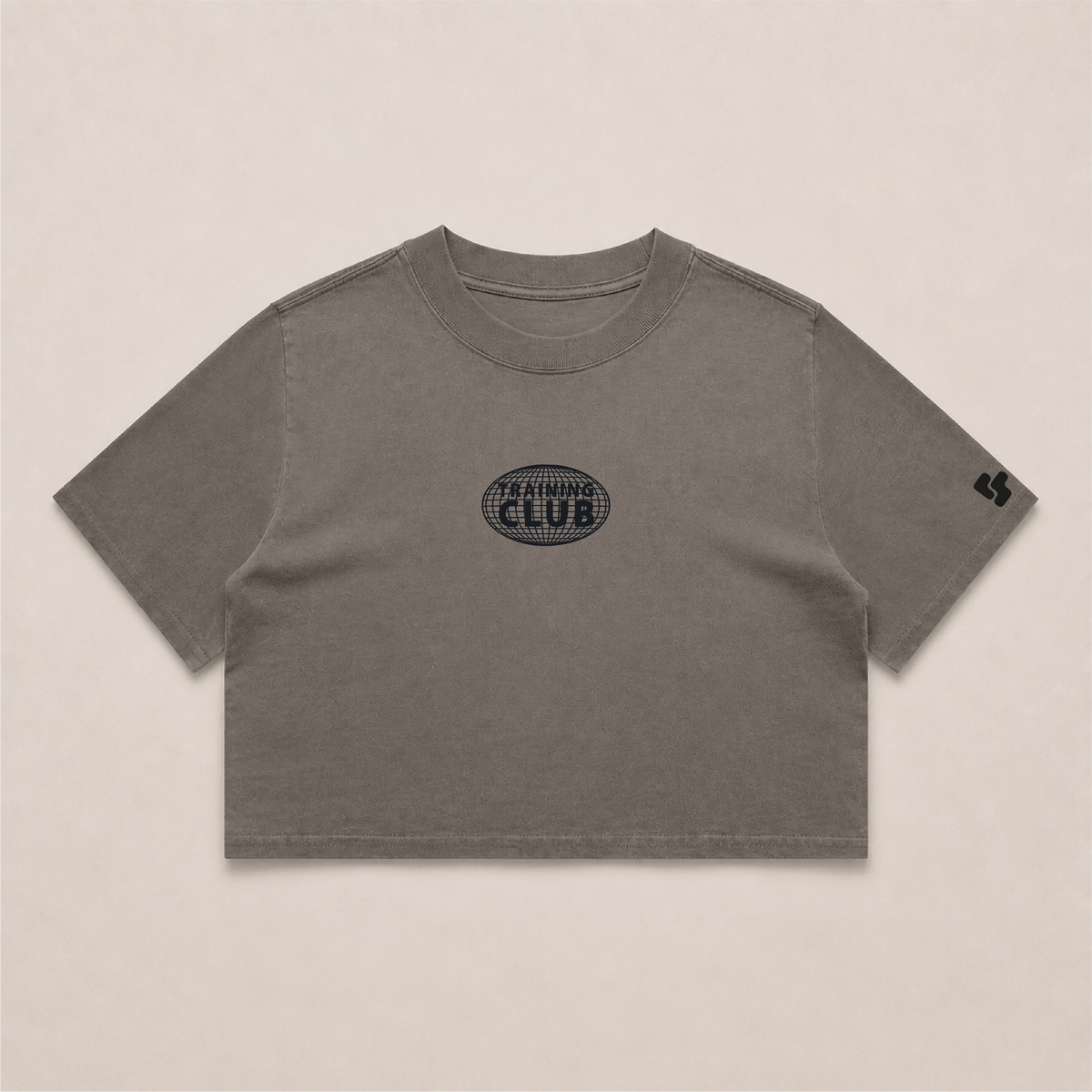Crop Oversize Globe Basics - Grey