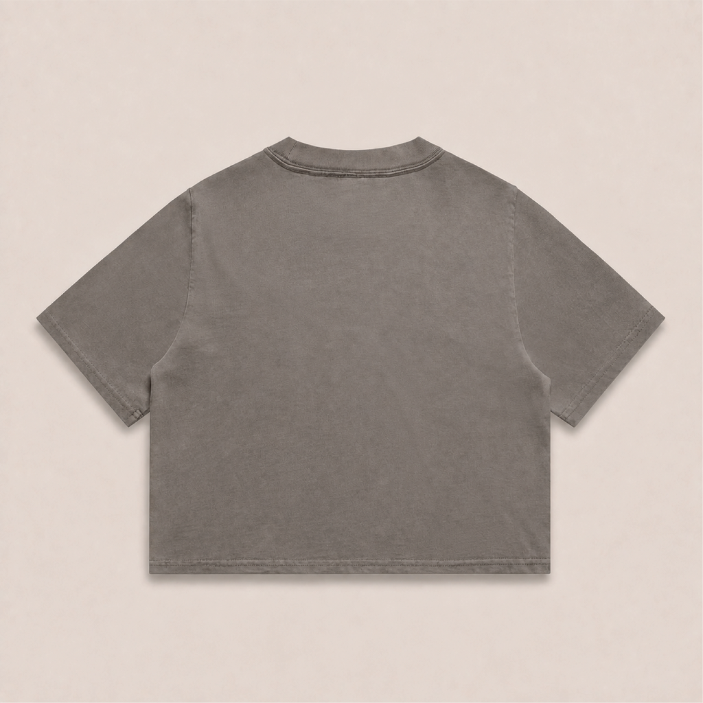 Crop Oversize Globe Basics - Grey